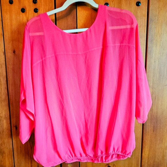 Express pink sheer top with built in tank - Picture 1 of 2